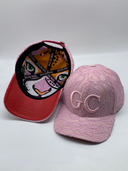 Boné Pink Panther - Renda Rosa com Forro Pop Art