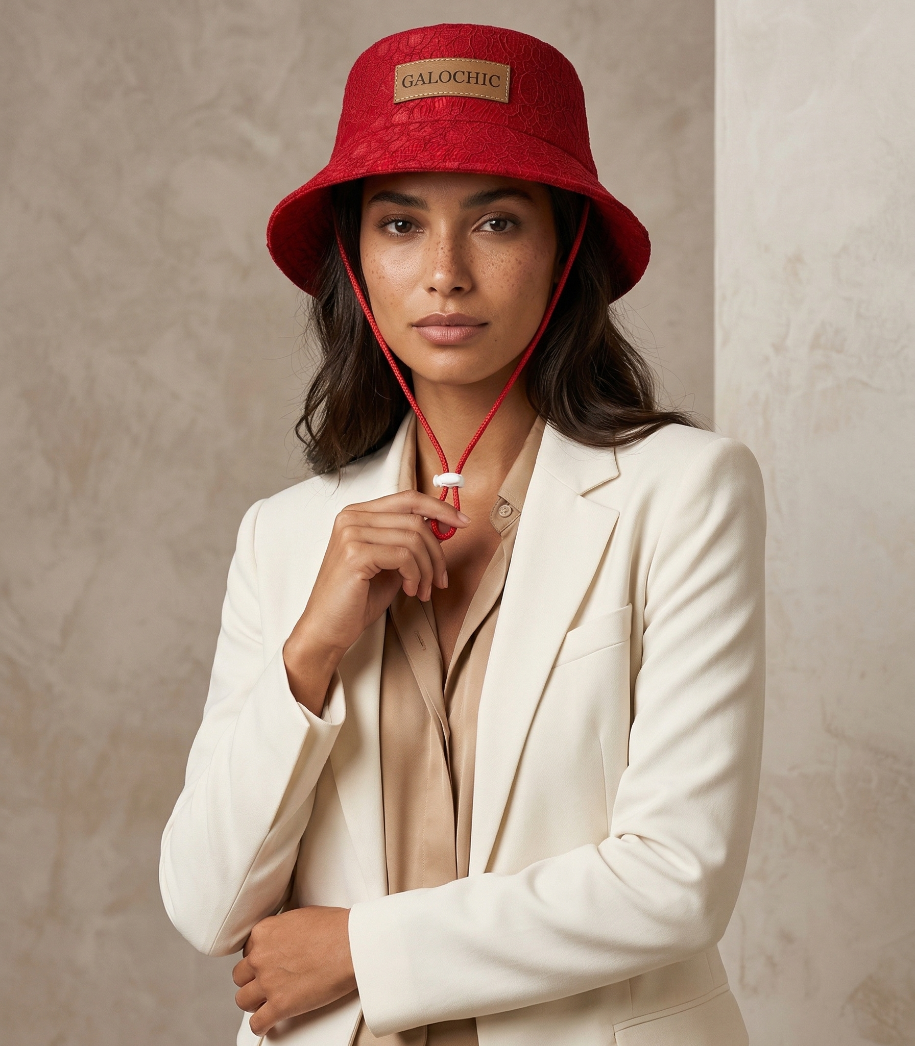 Bucket Hat Renda Vermelha