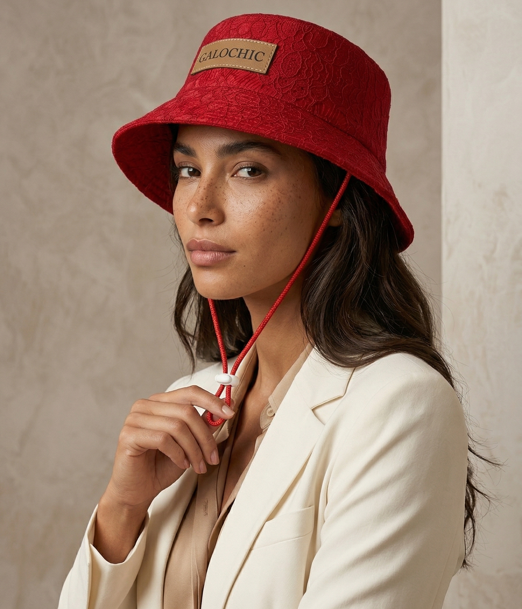 Bucket Hat Renda Vermelha
