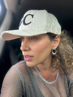 Boné Parisiense - Renda Off-White com Poá