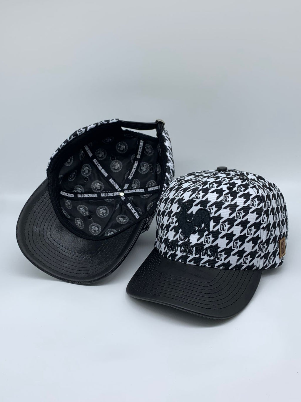 Boné Pied-de-Poule Preto e Branco