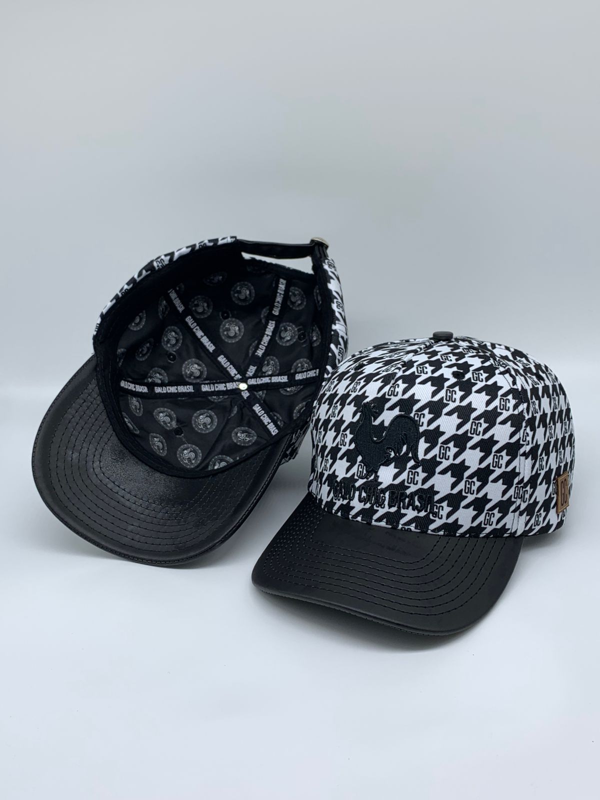 Boné Pied-de-Poule Preto e Branco