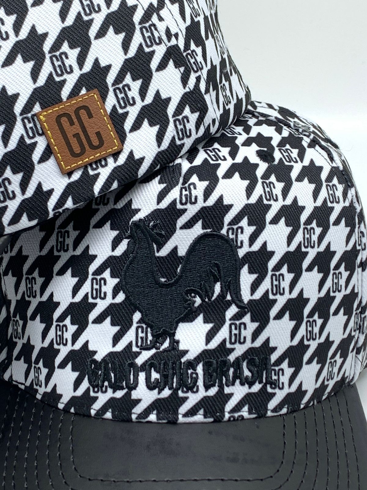 Boné Pied-de-Poule Preto e Branco
